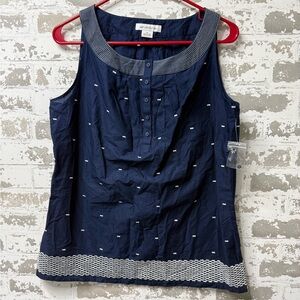 Liz Claiborne Navy Top with White Details